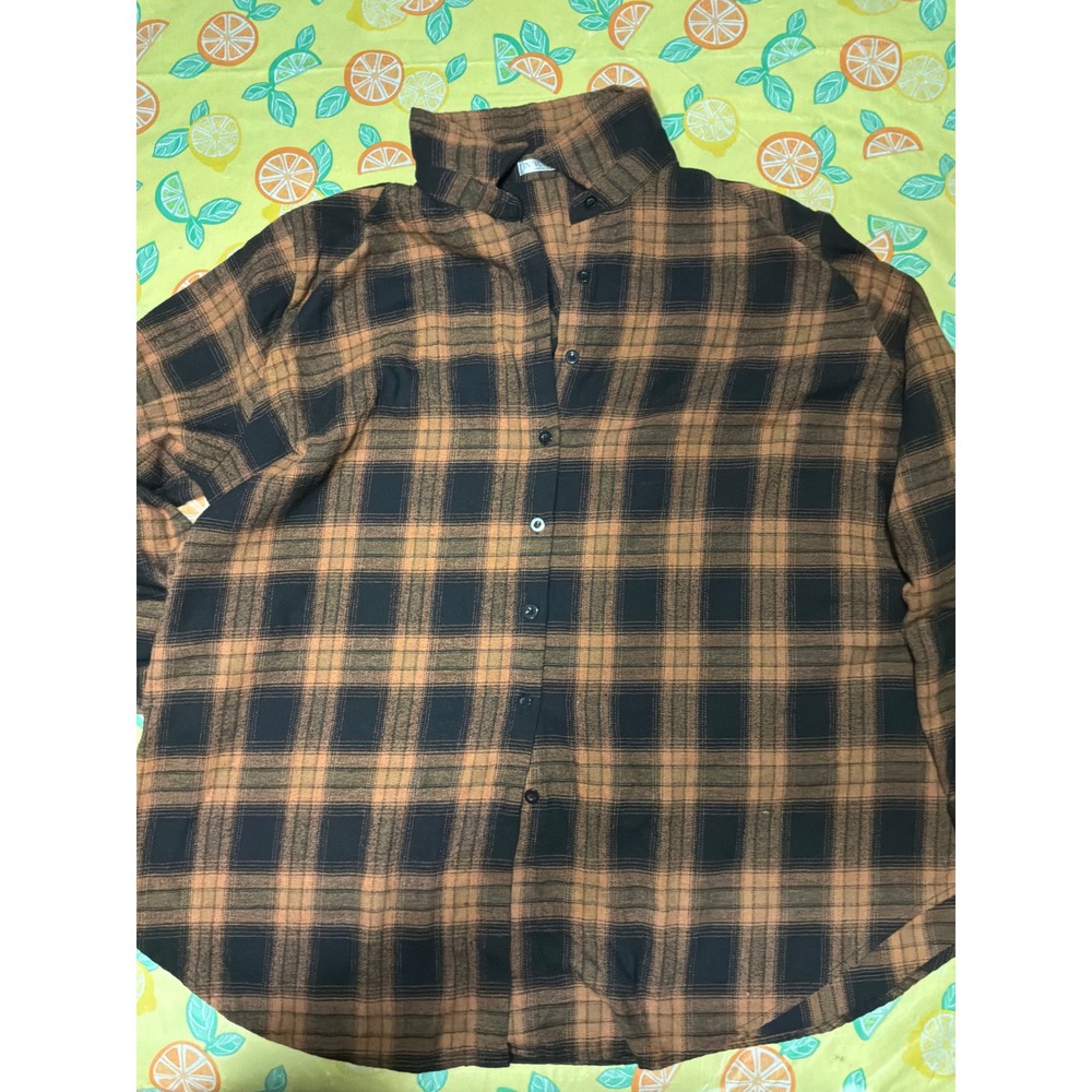 Grunge Womens In Voland Plaid Flannel Shirt 22W Orange Black